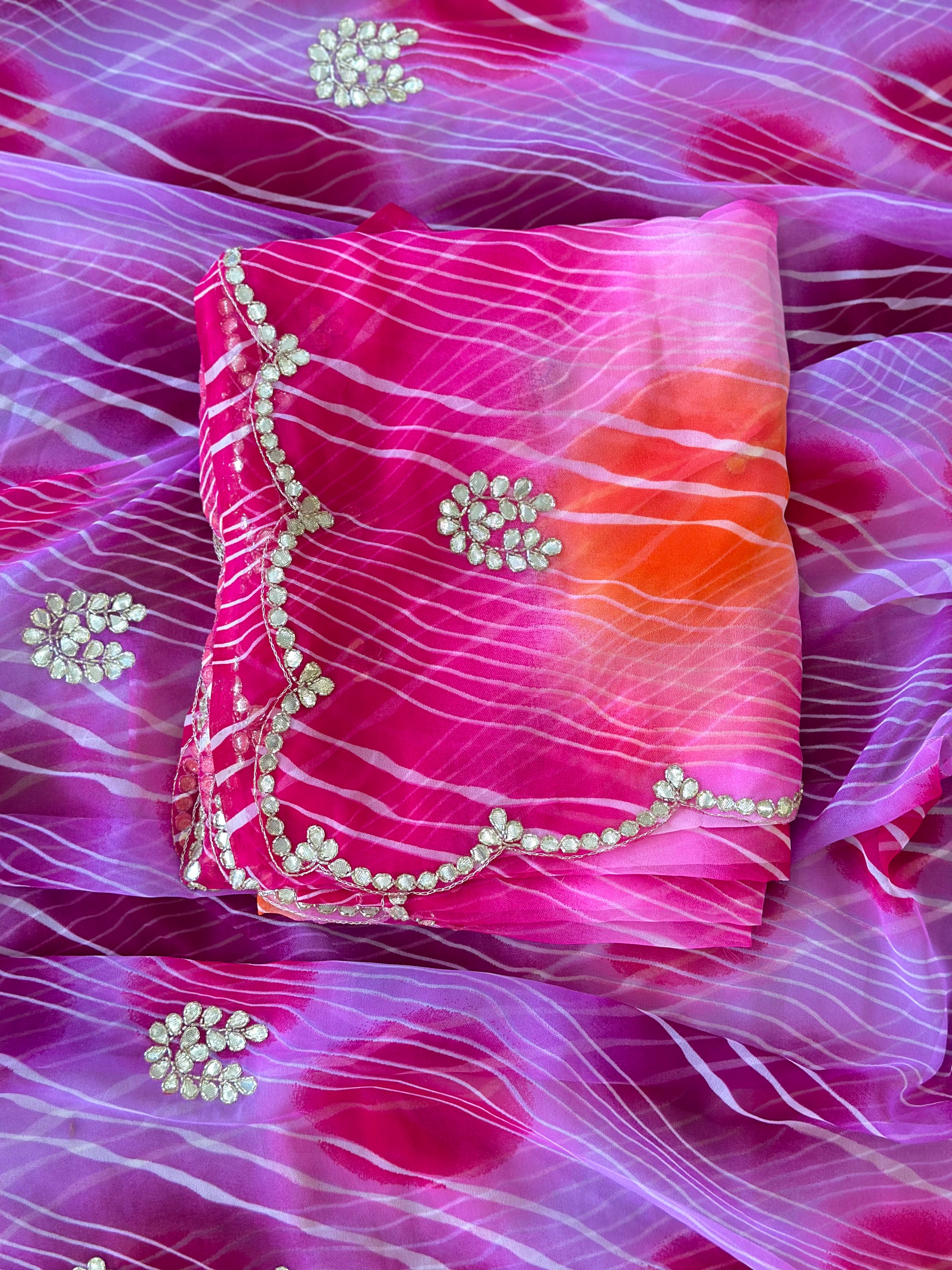 Premium Leheriya Gotapatti Handwork Saree