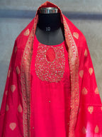 BANARASI STRAIGHT HANDWORK SUIT SET