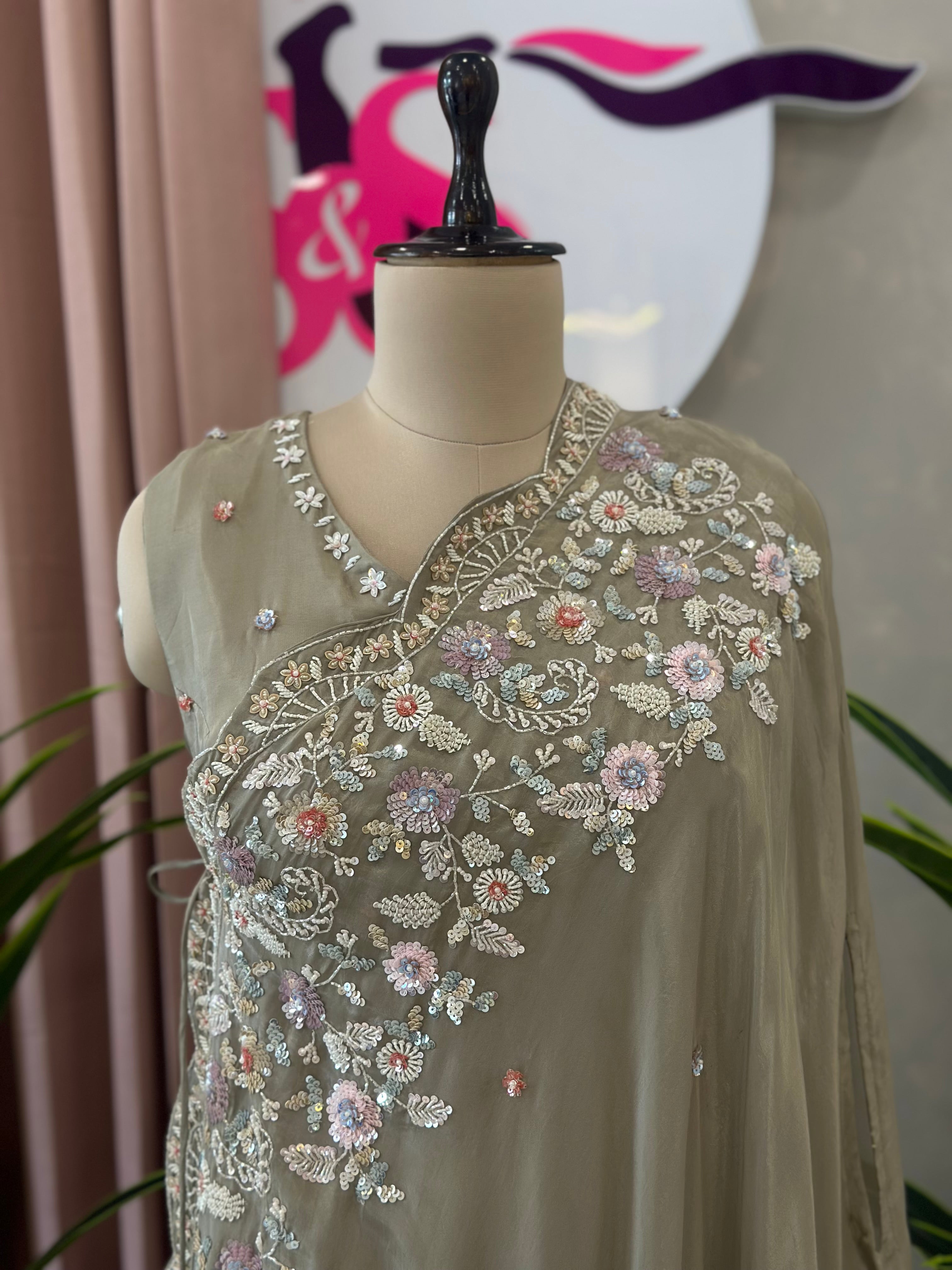 Elegant Handwork Gown Set with Designer Dupatta
