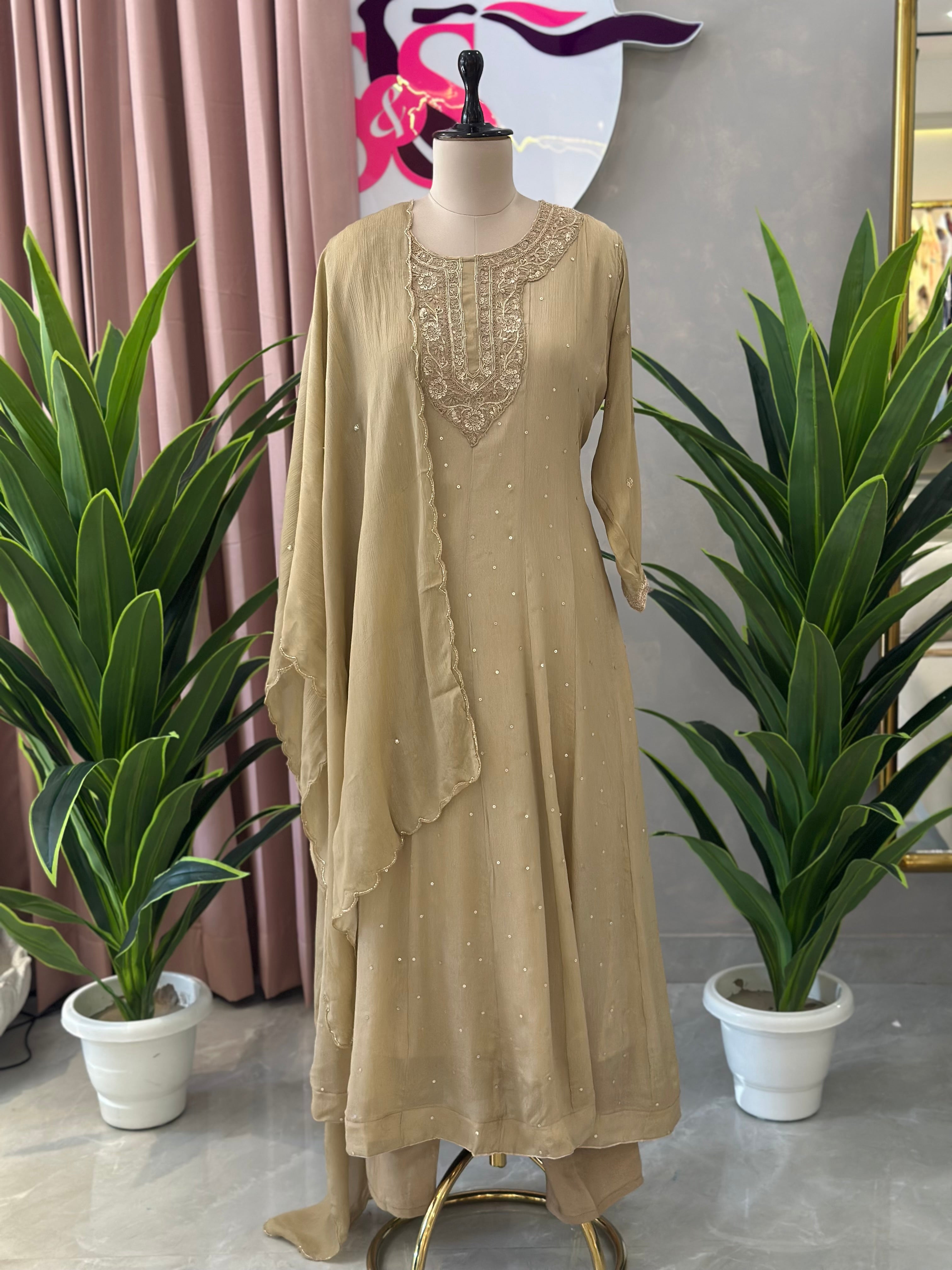 Pure Chinon Anarkali Suit Set