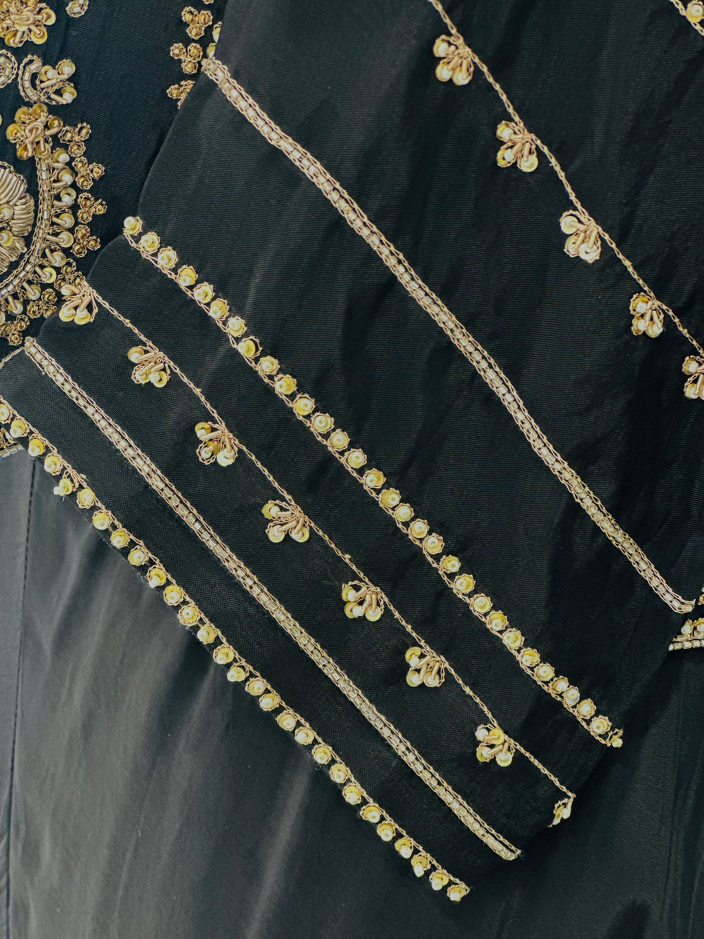 Black Handworked Three-Piece Indo-Western Set