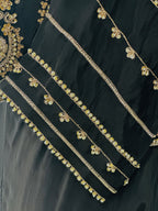 Black Handworked Three-Piece Indo-Western Set