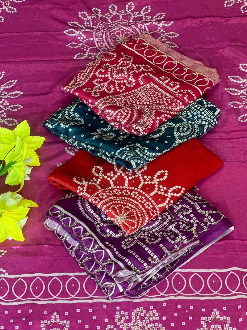 Bhandej handwork saree
