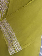 Olive Green Handwork Kurta Palazzo Set with Dupatta ✨
