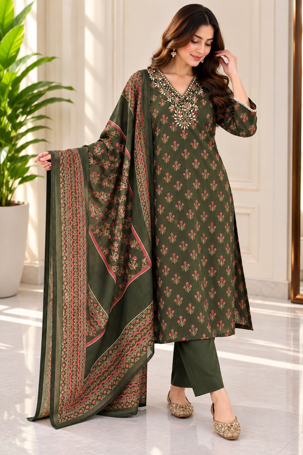 Floral Heritage Handwork Suit Se