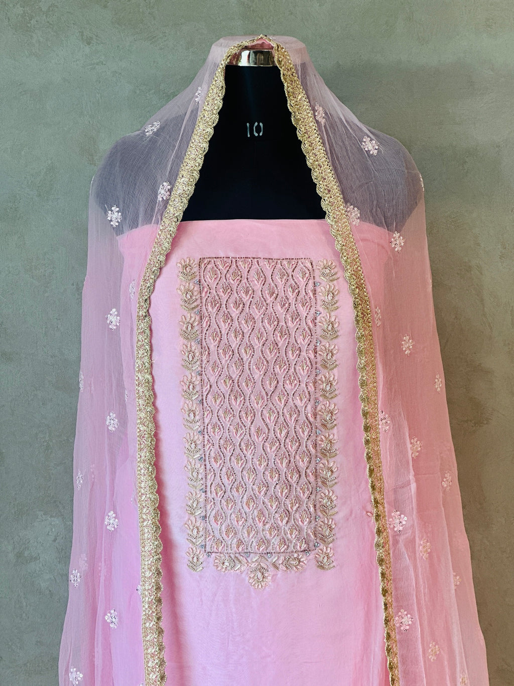 PURE ORGANZA HANDWORK SUIT SET