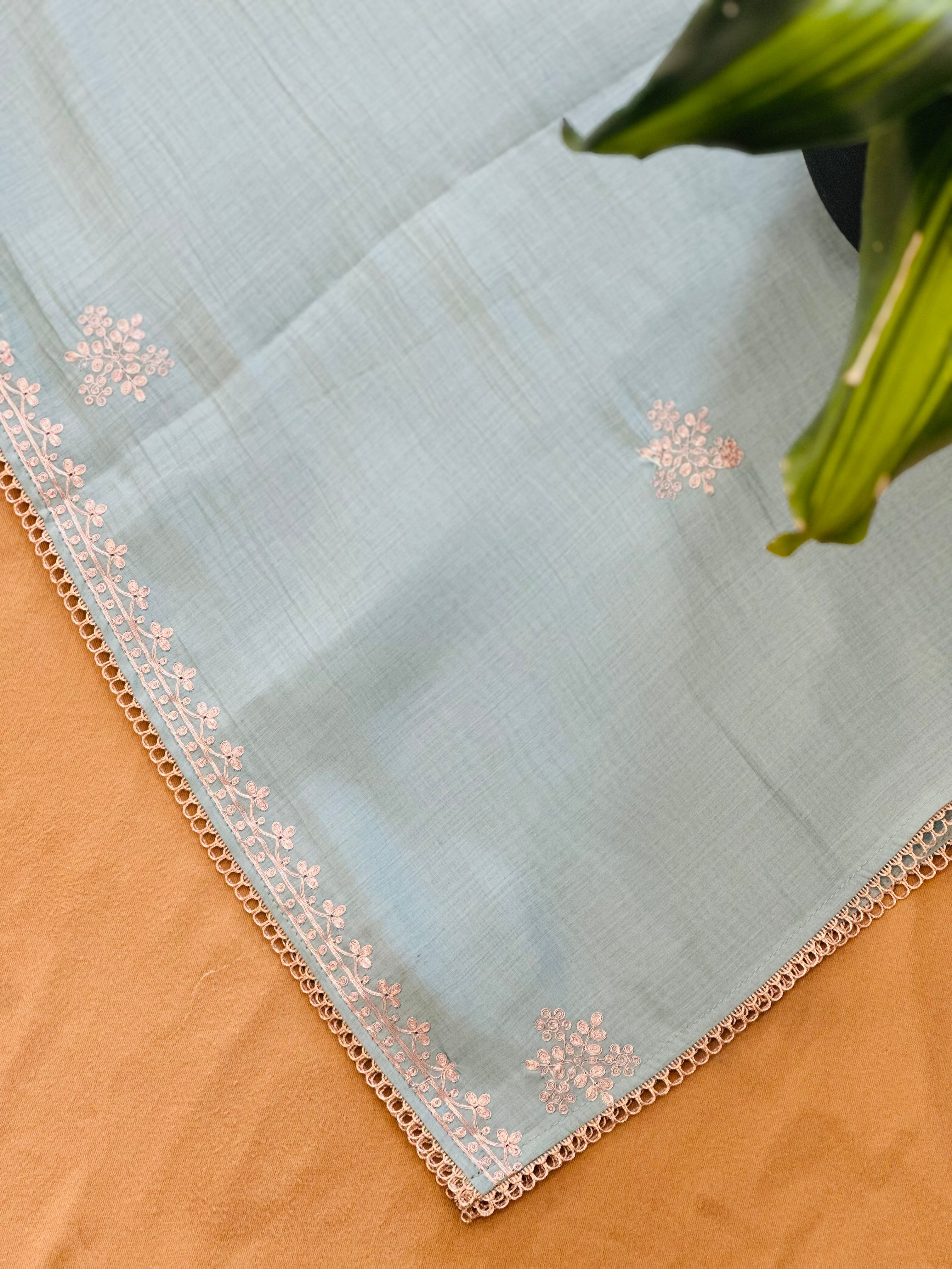 Beautiful Unstitched Suit Set in pitten work