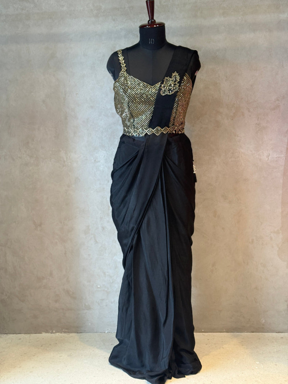 Pre Drape Saree With Heavy Blouse