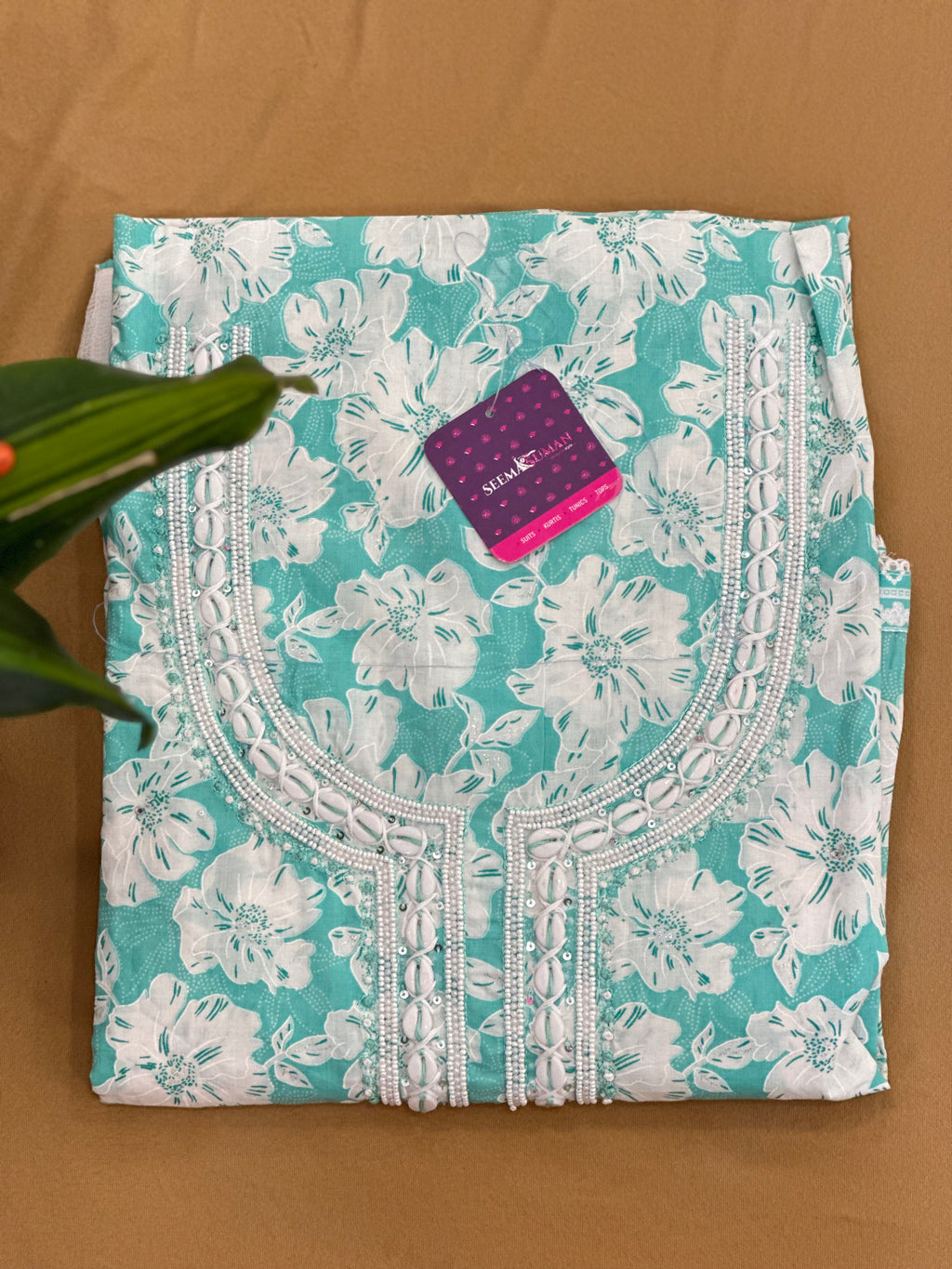 Pearls Handwork Unstitched Suit