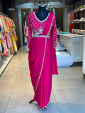 PRE DRAPPED HEAVY HANDWORK SAREE
