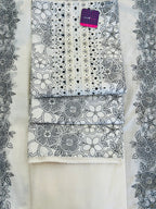 Classic Contrast Embroidered Unstitched Suit