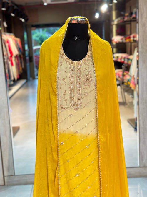 PURE CHINON HANDWORK STRAIGHT SUIT