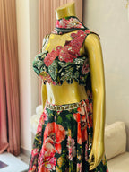 Luxury Floral Print Lehenga Set with Handcrafted Designer Blouse