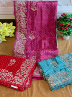 PREMIUM ZARDOSI HANDWORK BHANDEJ SAREE