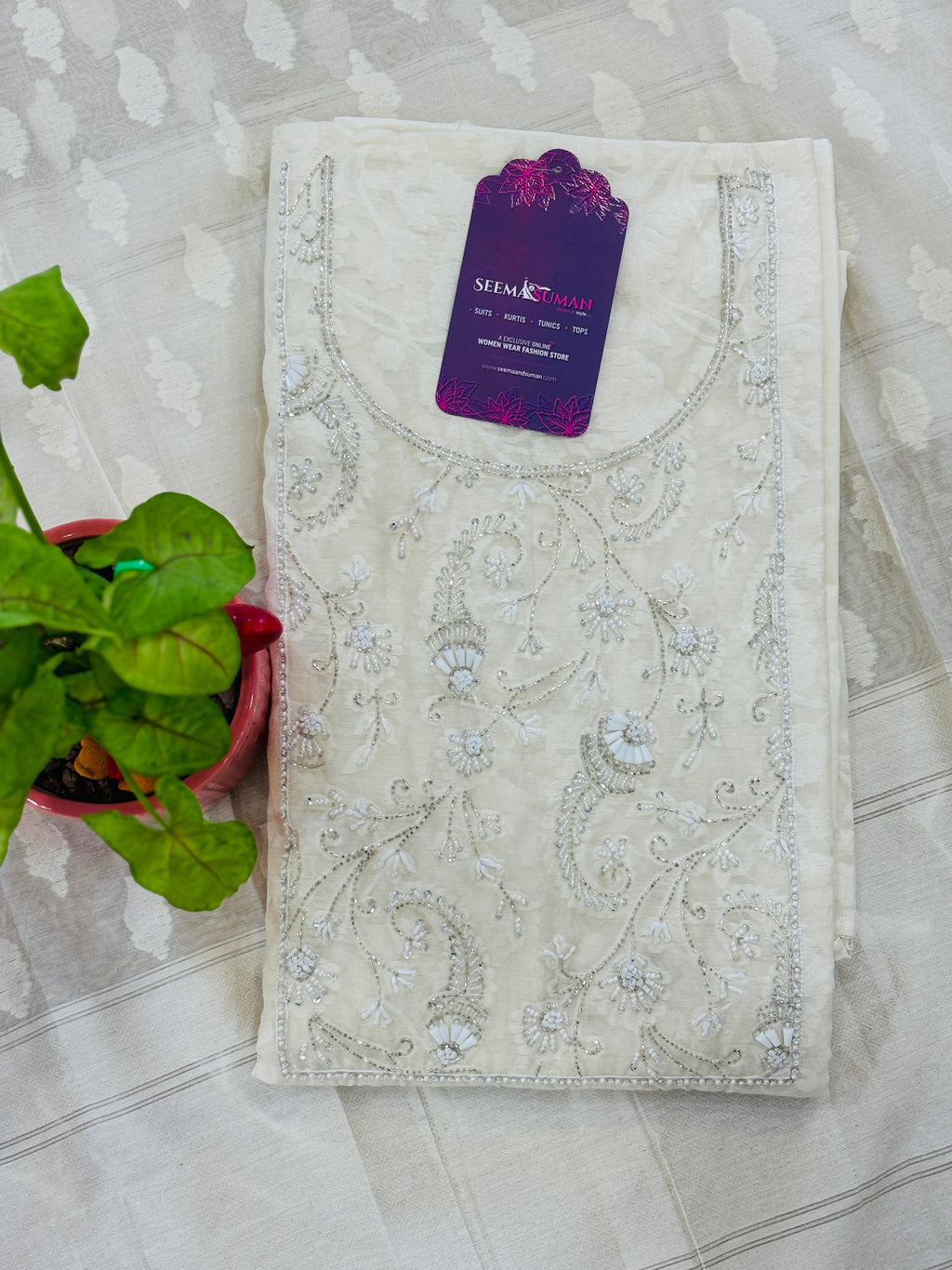 Unstitched Handwork Straight Suit Set