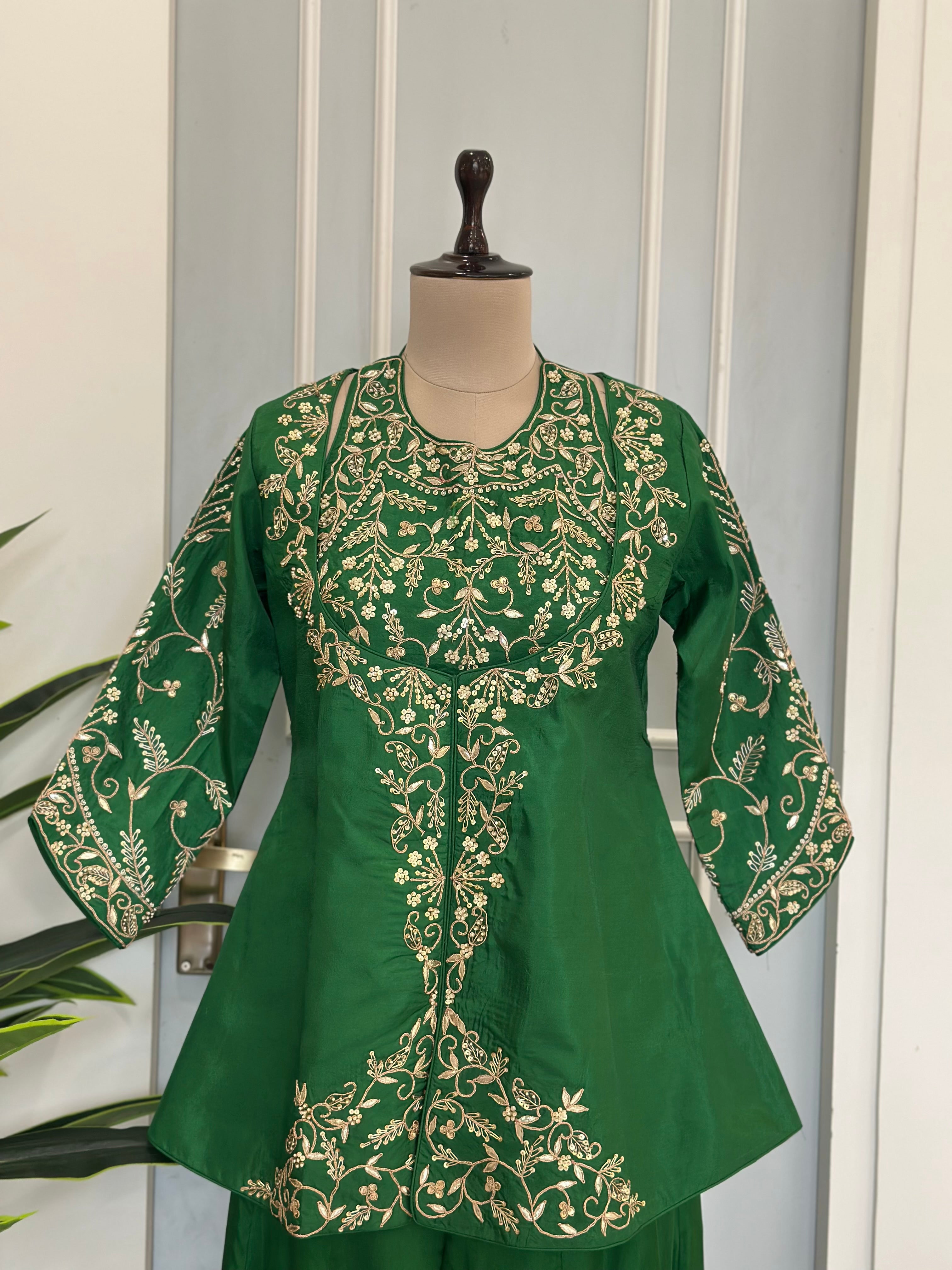 Royal Green Indo-Western Jacket Style Set