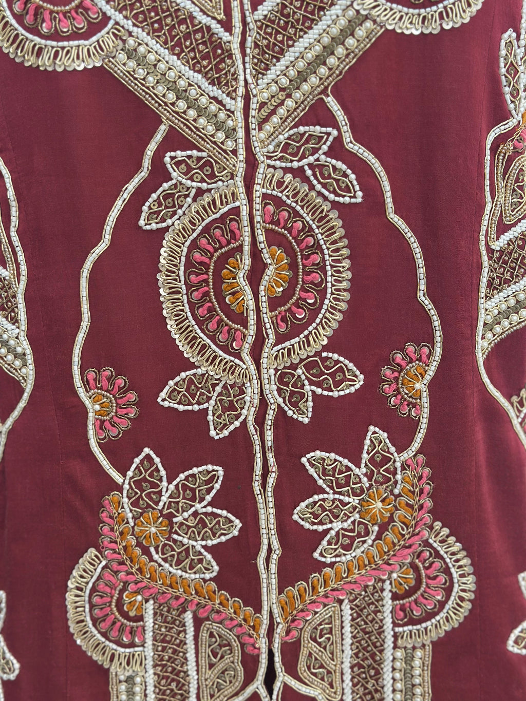 Mehroon Handwork Drape Saree Set
