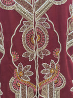 Mehroon Handwork Drape Saree Set