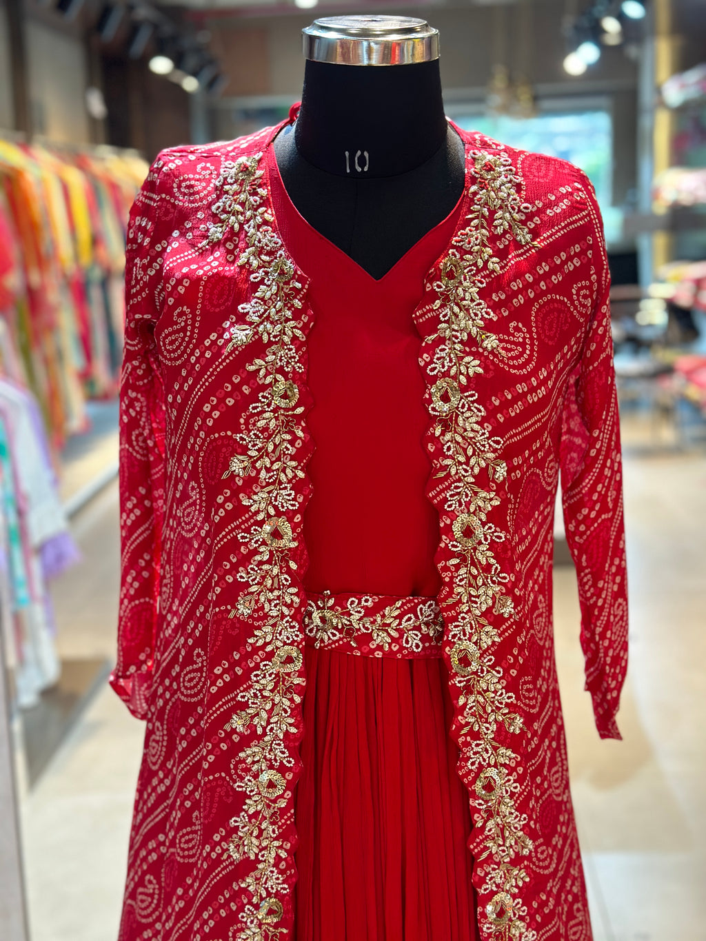 PURE CHINON BHANDEJ GOWN