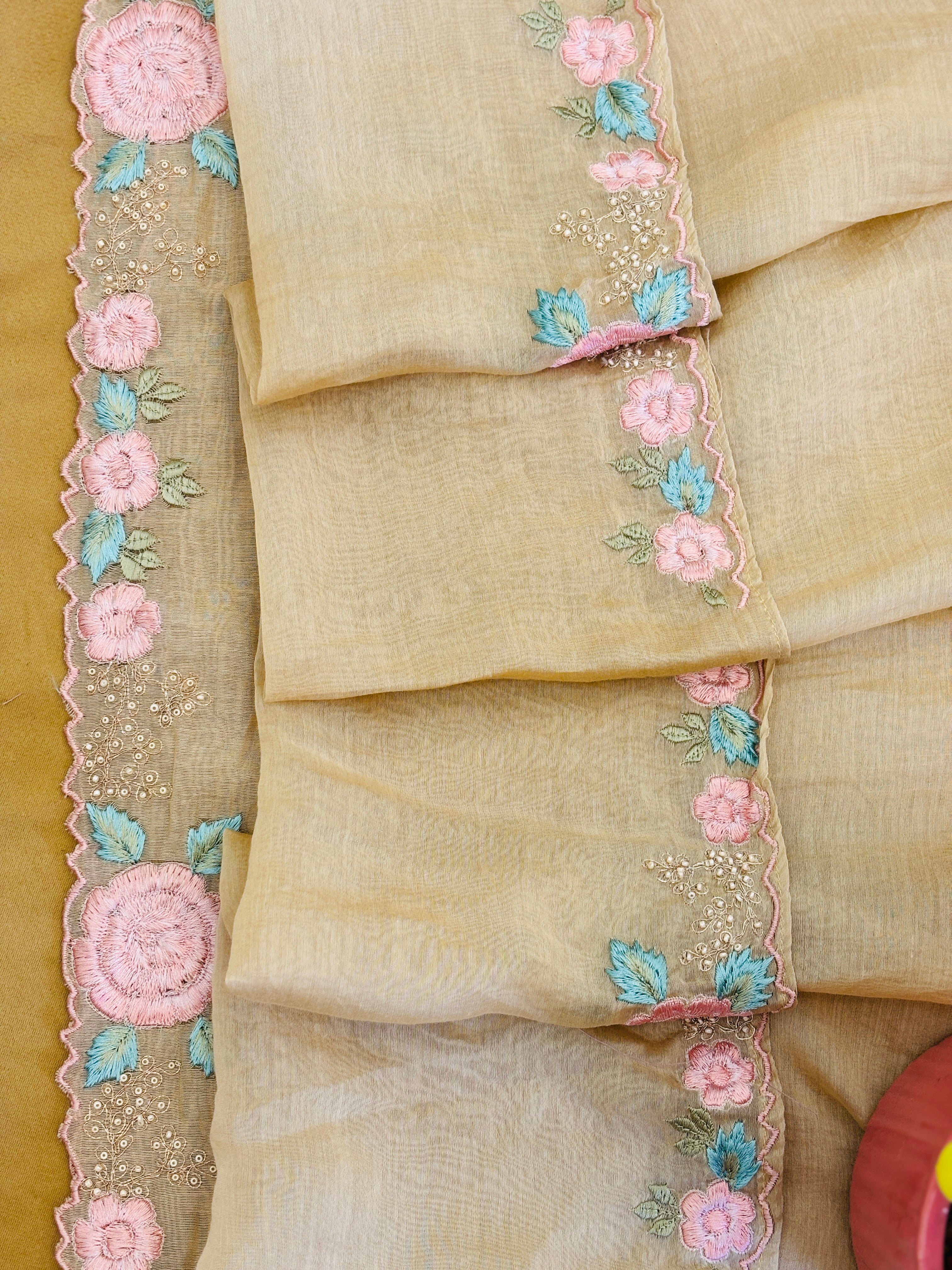 Designer Floral Threadwork Dress Material