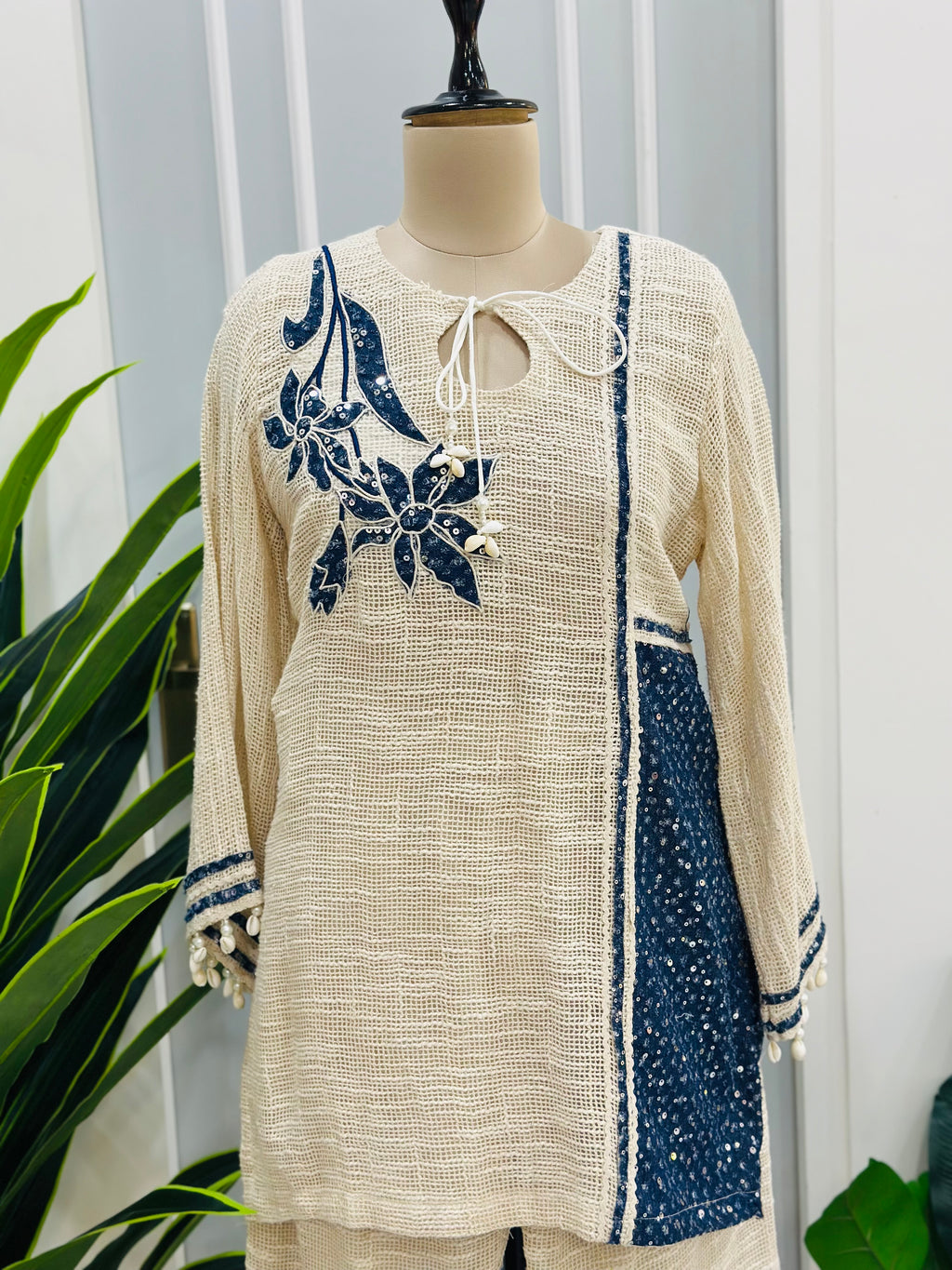 Pure Jute With Denim Co-ord Set