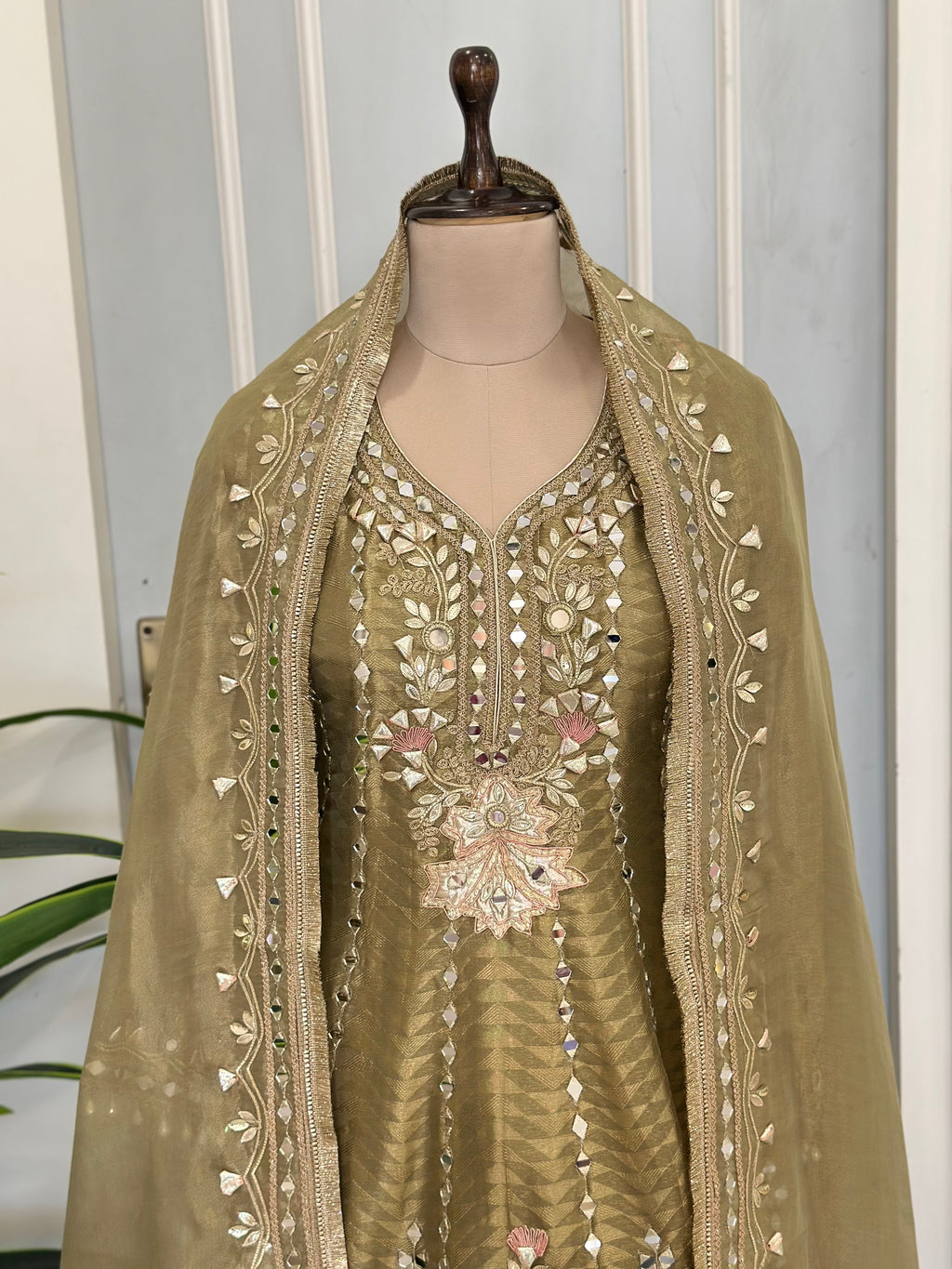 Premium Mirror Handwork Kurta Pant Dupatta Set