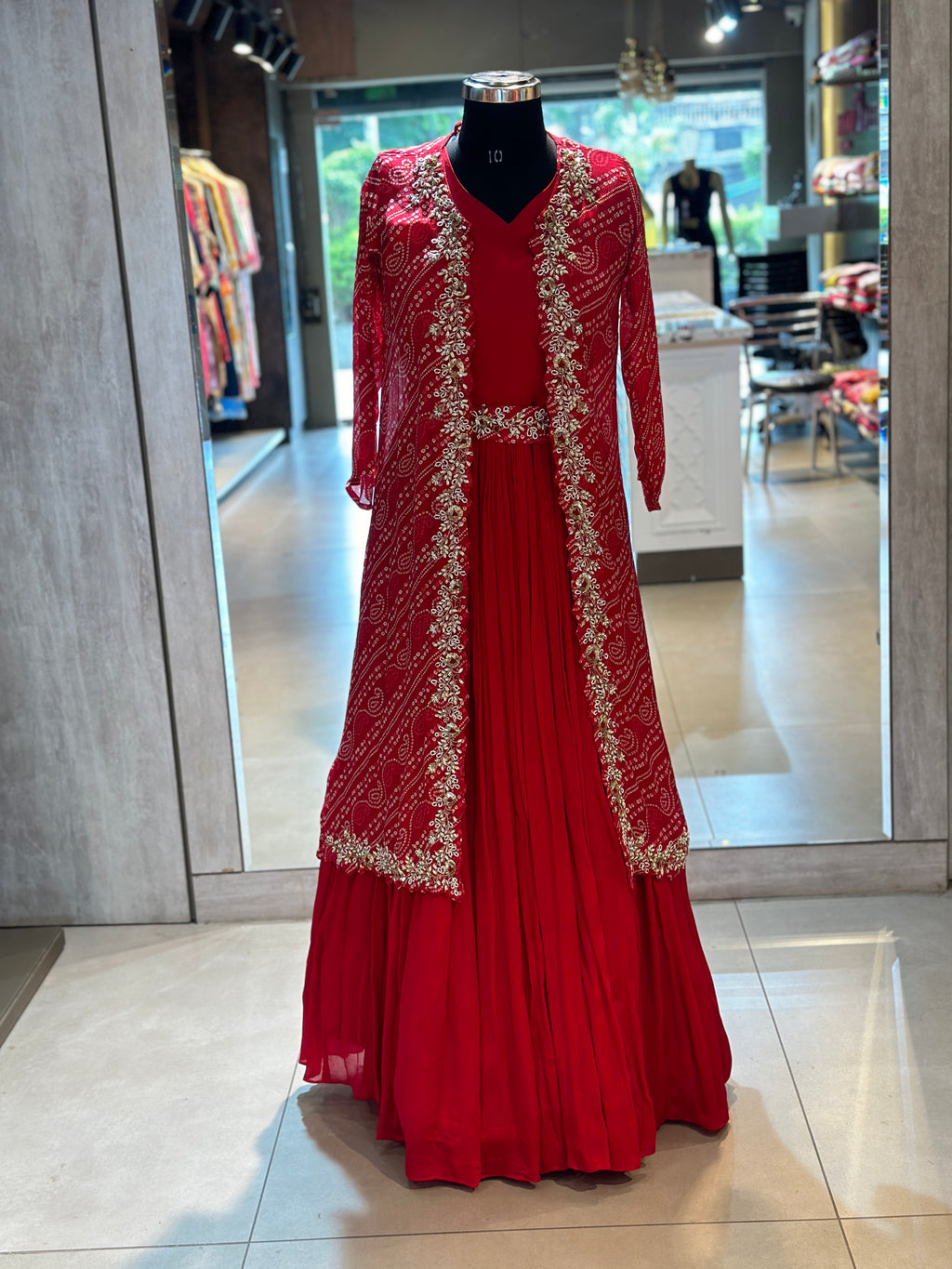 PURE CHINON BHANDEJ GOWN