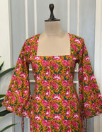 Square Neck Floral Printed Ethnic Farsi Suit Set