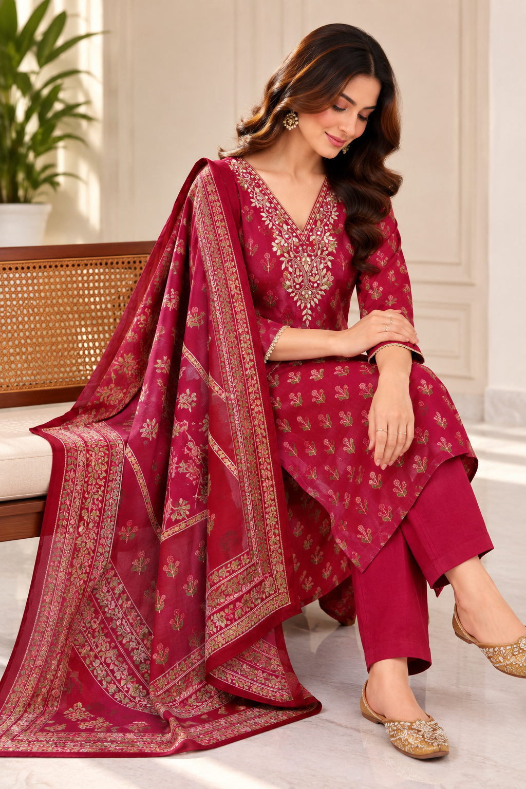 Floral Heritage Handwork Suit Se