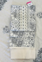 Classic Contrast Embroidered Unstitched Suit