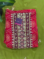 Festive Bandhani Gota Work Unstitched Suit Set