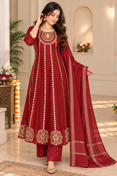 ✨ Royal Mirror Flair Anarkali Set ✨