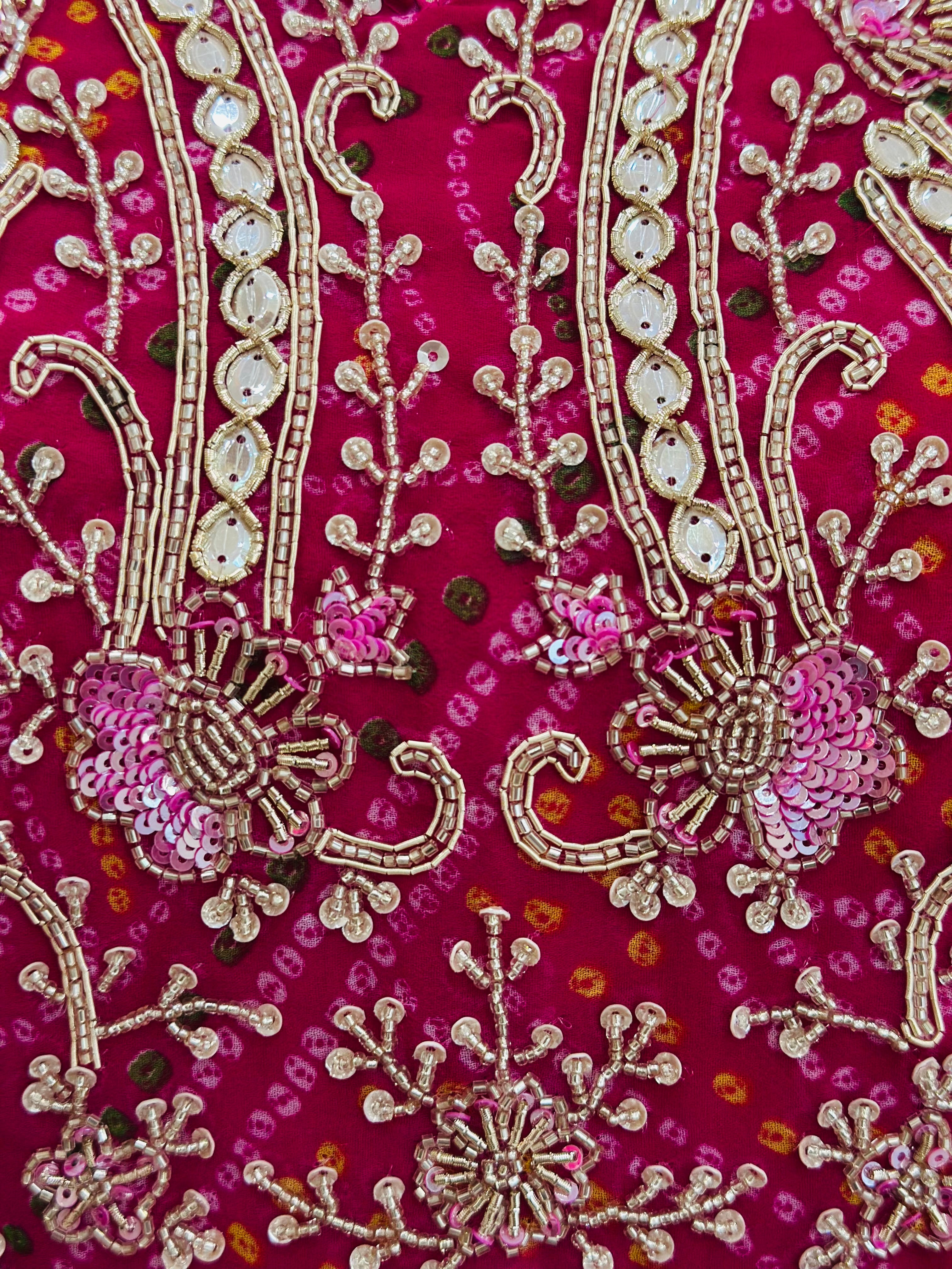 Kaftan Style Bhandej hand work gown