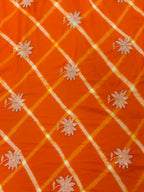 Traditional Leheriya Saree with Floral Handwork Detailing