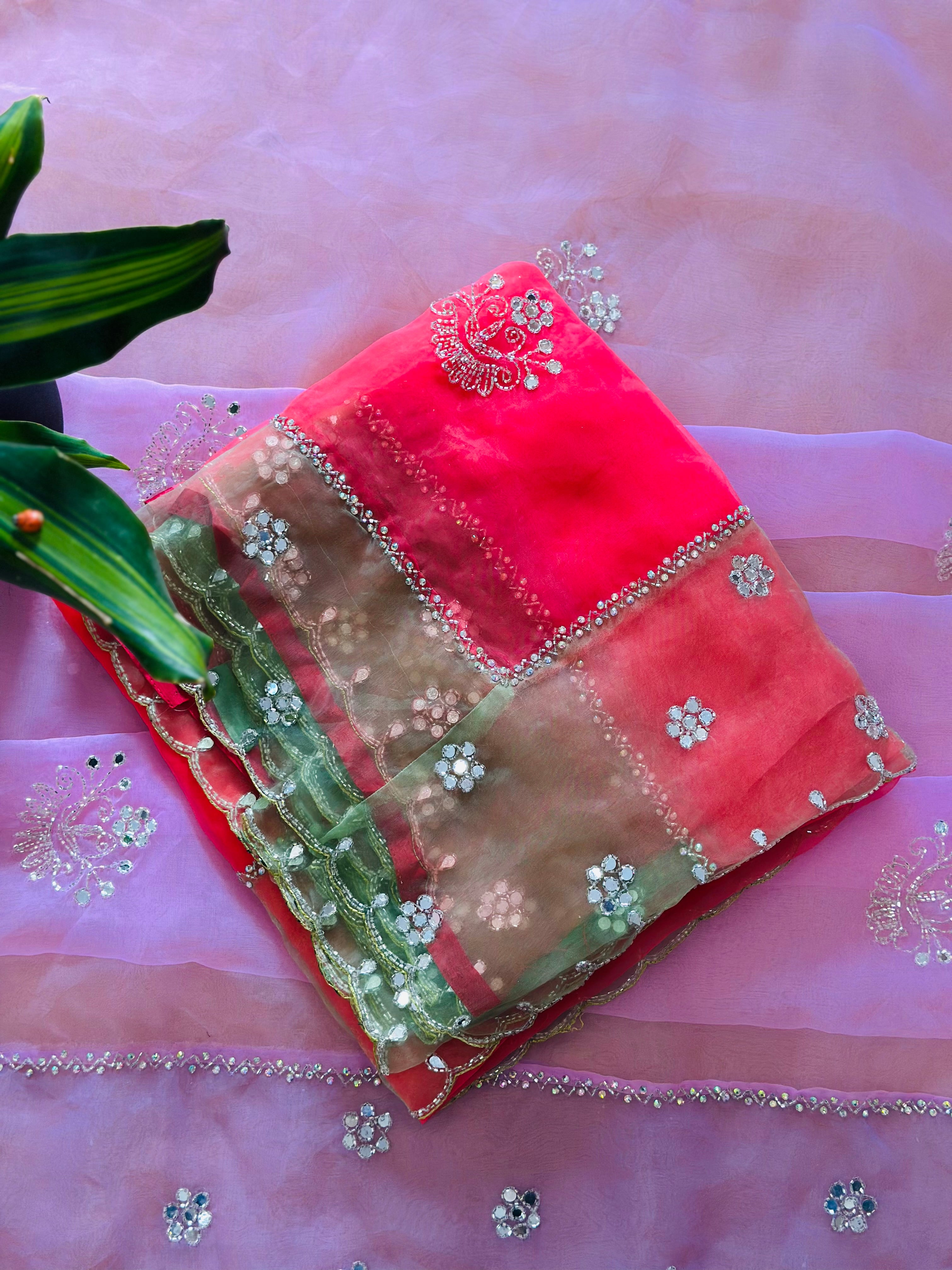 Pure Organza Saree with Handwork