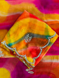 Dreamy Rainbow Georgette Saree with Handwork Detailing