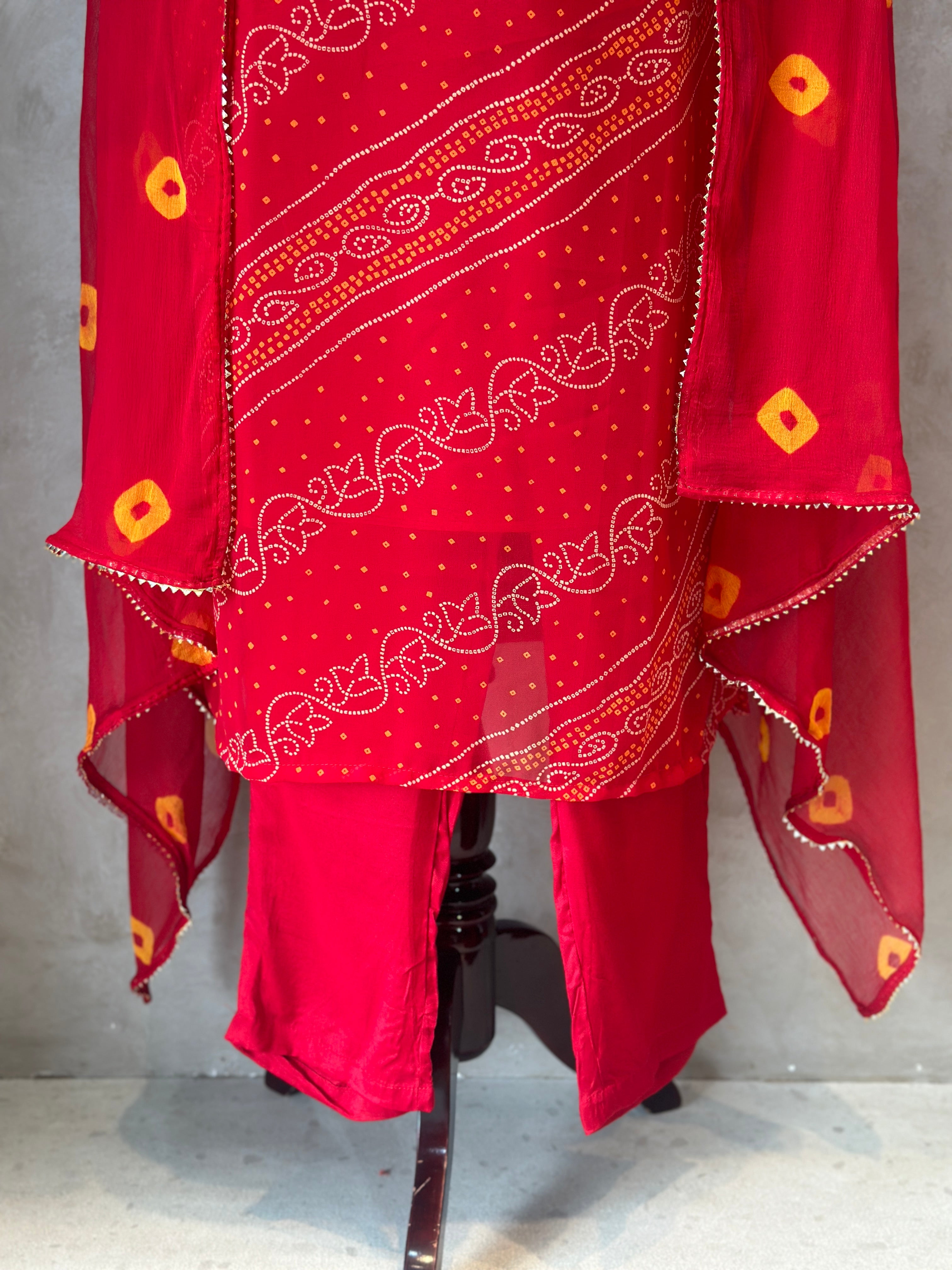 ZARDOSI HANDWORK BHANDEJ SUIT SET