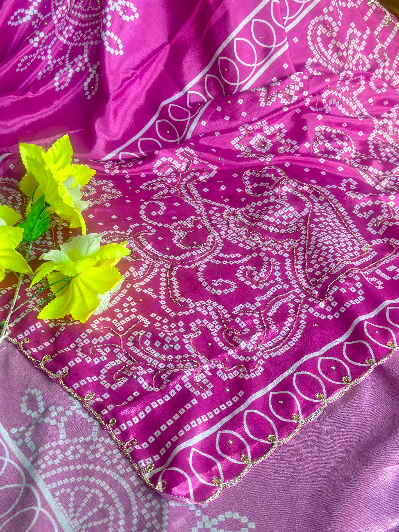 Bhandej handwork saree