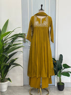 Beautiful Anarkali In Pure Mal Chanderi With Handwork