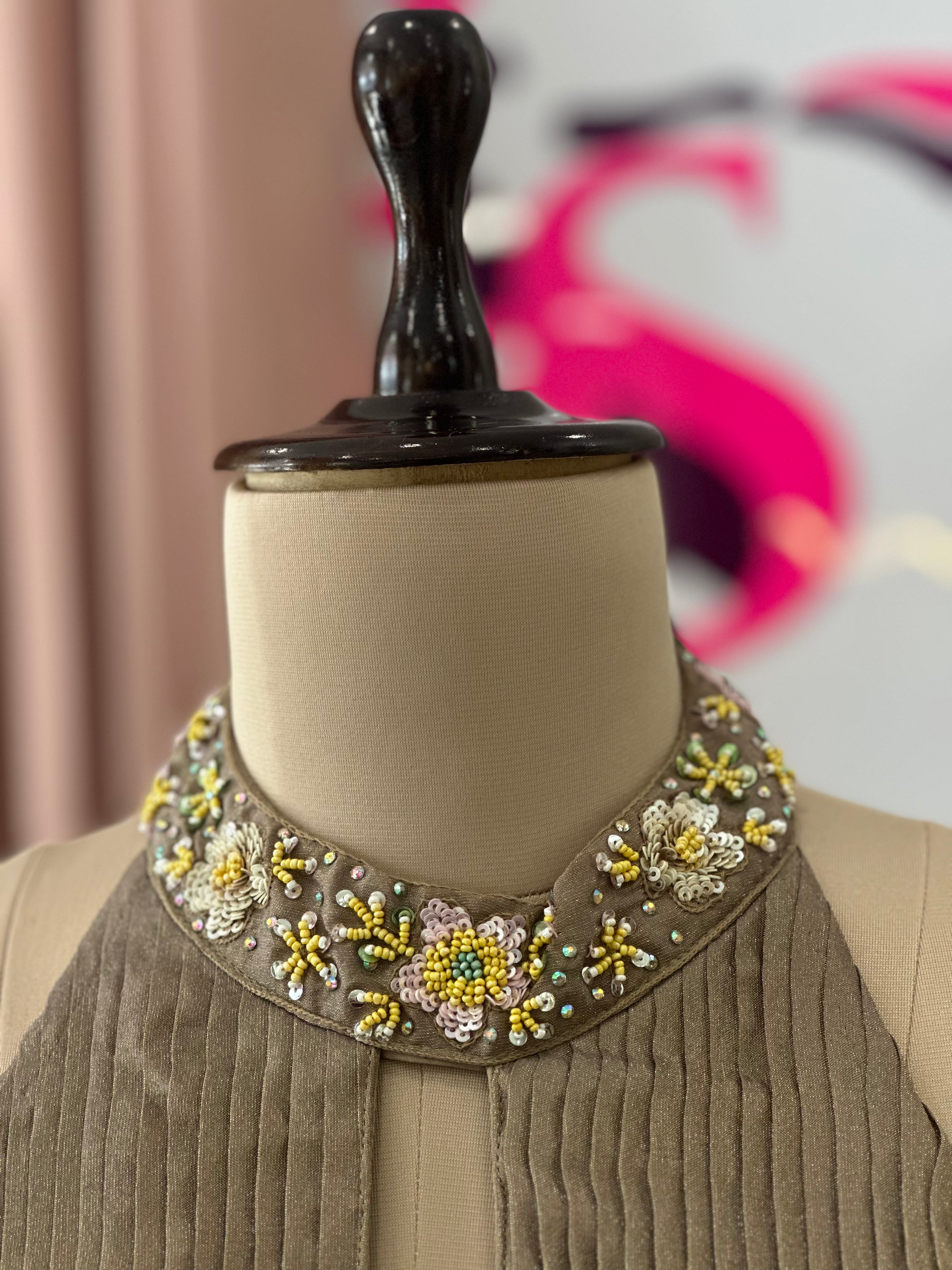 Premium Indo-Western Halter Dress with Elegant Flare