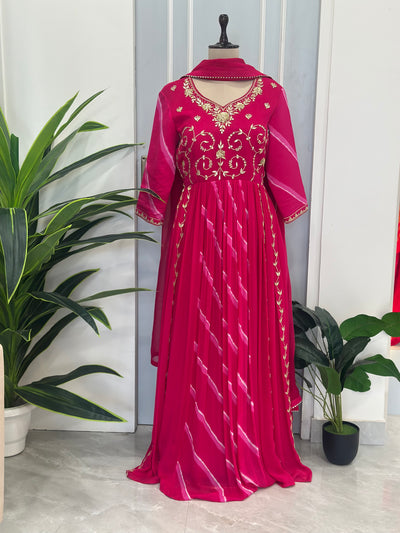 🌸Elegant Leheriya Anarkali with Dupatta🌸