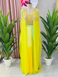 Pastel Floral Handwork Lehenga with Flowing Cape