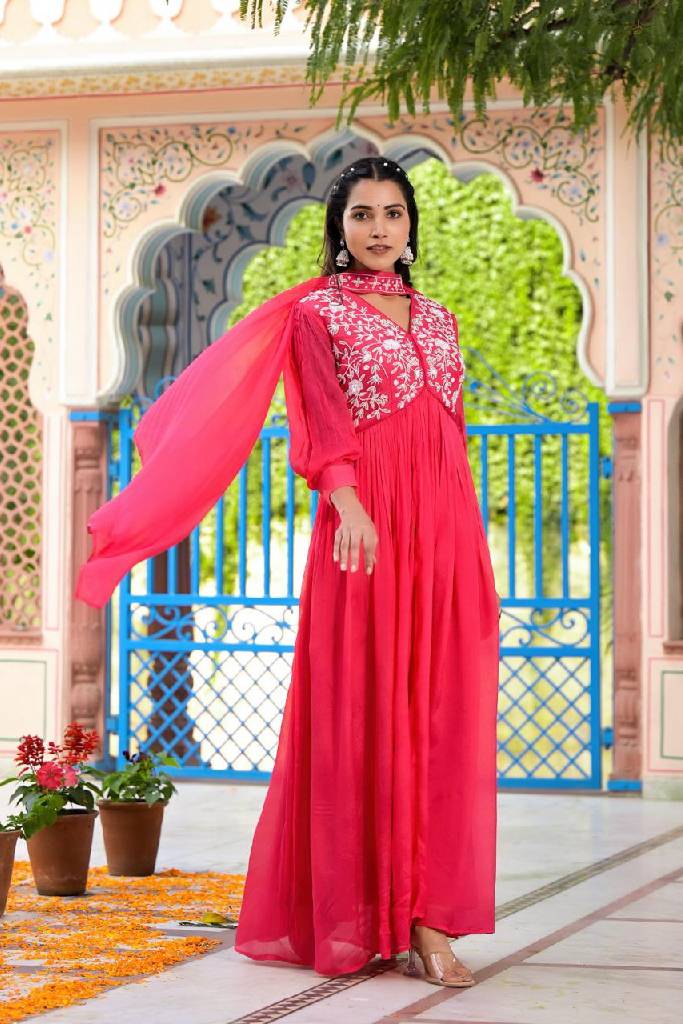 Handwork Long Gown Set