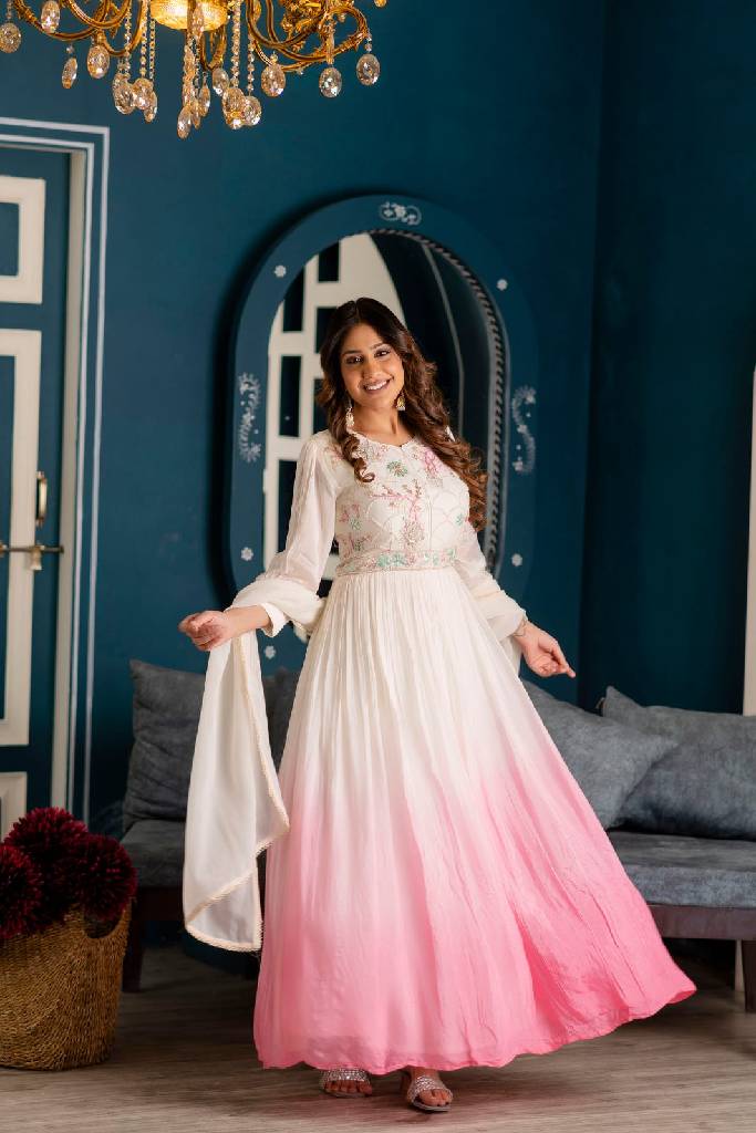 Chinon Handwork Long Anarkali