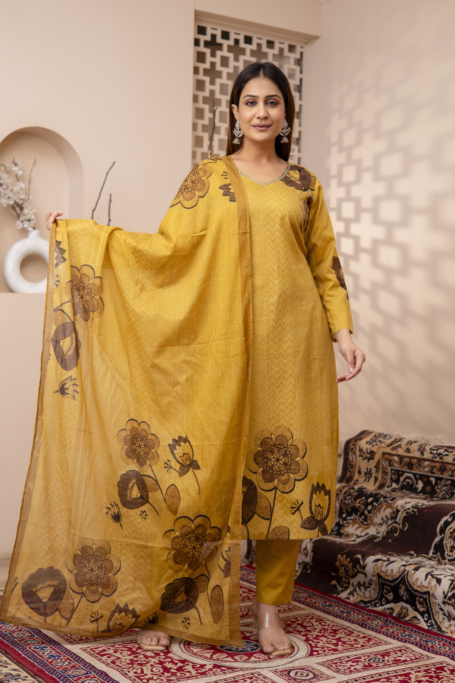 TRENDY COTTON HANDWORK SUIT