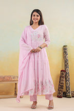 BEAUTIFUL EMBROIDERED MUL ANARKALI SUIT SET