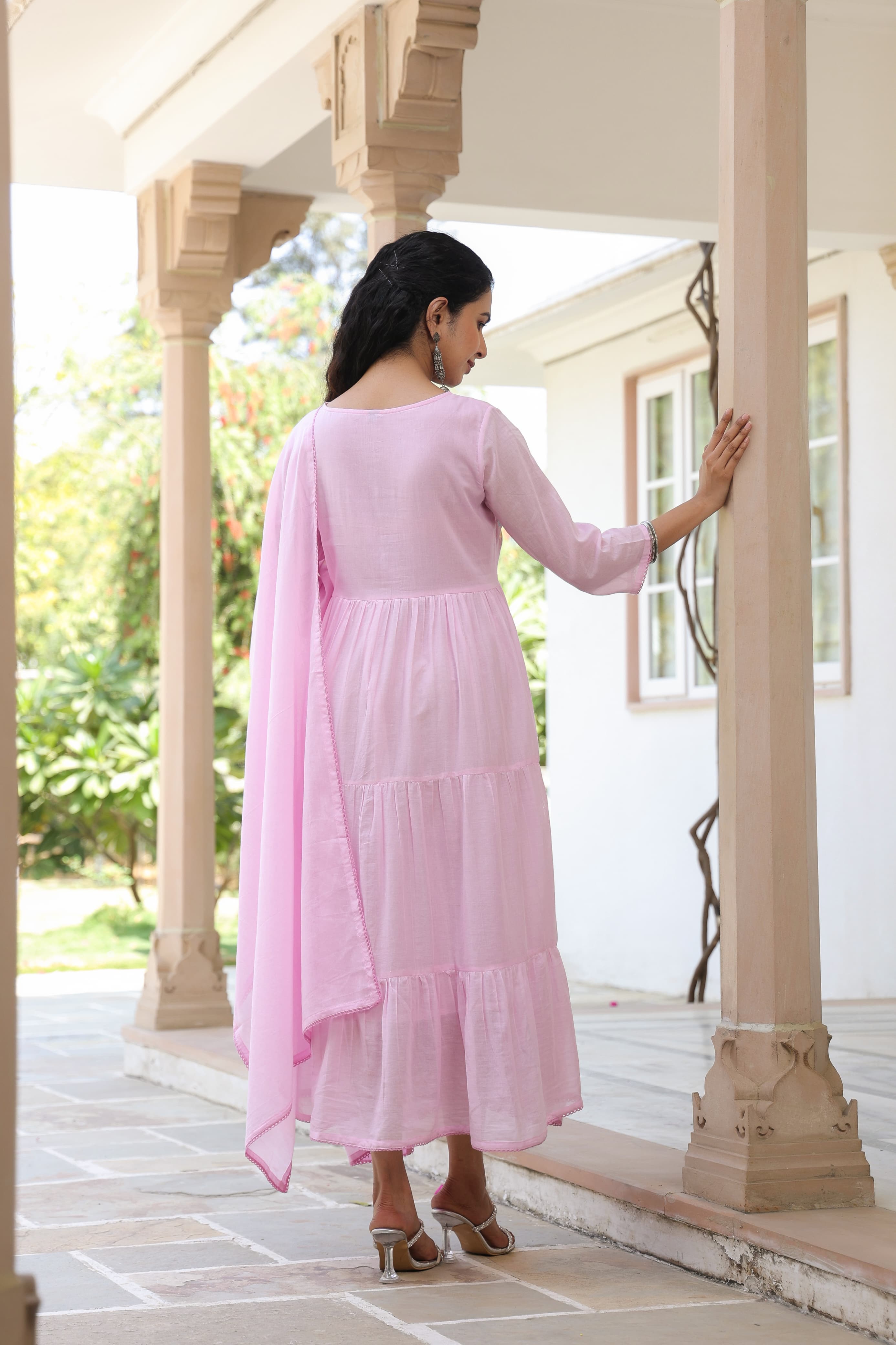 BEAUTIFUL EMBROIDERED MUL ANARKALI SUIT SET