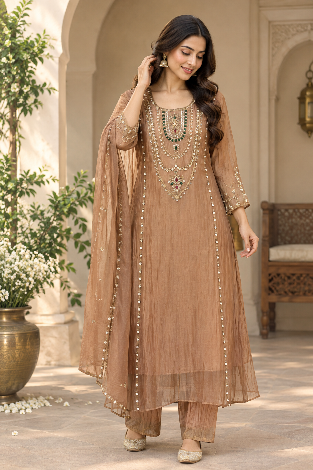 ✨ Pearl Handwork Anarkali Ensemble ✨