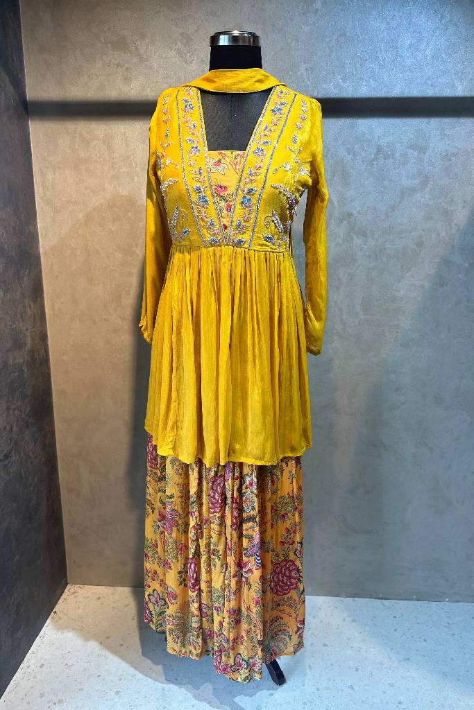 Pure Chinon Handwork Plazo Set