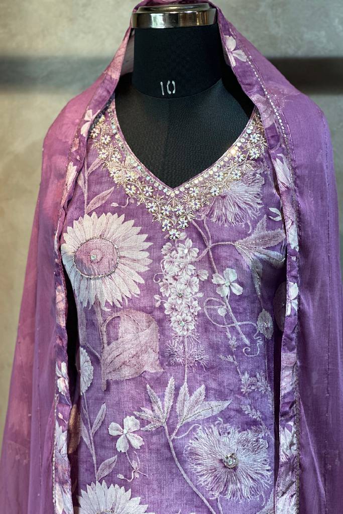 Handwork Muslin Sharara Set